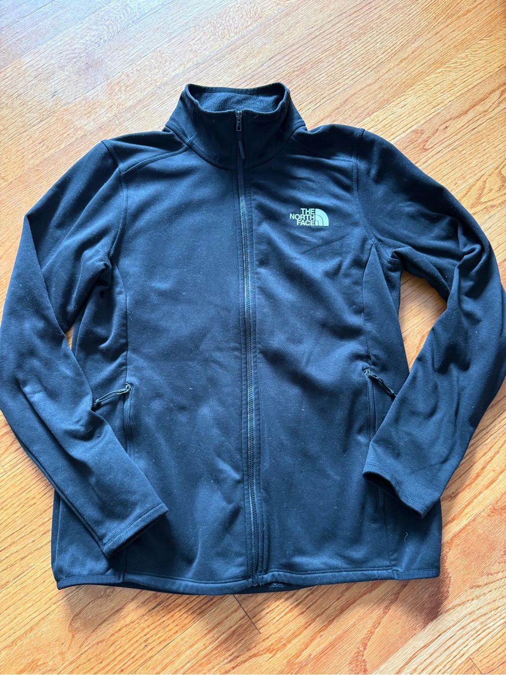 The North Face Womens Medium Light weight Fleece Jacket Full Zip Outdoor Black